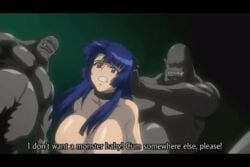 animated big_breasts big_penis blue_hair female femsub gif hand_on_head makai_kishi_ingrid manhandling orc pounding rape red_eyes straight taimanin_(series) taimanin_murasaki weak_resistance yatsu_murasaki