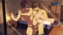 2boys abs against_glass against_window anal animated asian asian_male bedroom black_hair_bottom blush brown_hair brown_hair_on_black_hair brown_hair_top domination erection free! gay hand_on_glass kirishima_natsuya leg_lift light_hair_on_dark_hair maoh_king multiple_boys nude penetration penis purple_hair rin_matsuoka sex shoes smile uncensored window yaoi