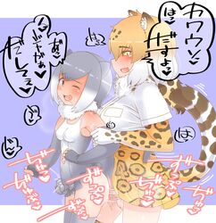 anal animal_ears asian_small-clawed_otter_(kemono_friends) futa_on_female futanari highres intersex jaguar_(kemono_friends) jaguar_ears jaguar_print jaguar_tail kemono_friends otter_ears penis tail