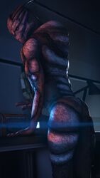 2018 3d 3d_(artwork) alien ass hi_res male male_only mass_effect nude pose presenting presenting_hindquarters rooking solo turian video_games