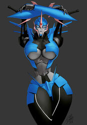 1girls alien alien_girl arcee armor big_breasts blue_eyes breasts busty curvy curvy_body curvy_female curvy_figure curvy_hips female female_only grey_breasts hyper_bimbo johkytoky machine mechanical partially_clothed robot robot_girl solo solo_female tagme thick_tail thick_thighs transformers transformers_prime wide_hips