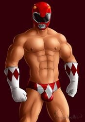 1boy 2014 abs balls ballsack_outline bara bulge commission costume dinosaur eight_pack gloves headingsouth human human_only jason_lee_scott male male_chest male_nipples male_only mask masked mighty_morphin_power_rangers muscle muscles muscular muscular_male nipples power_rangers red_ranger red_underwear simple_background six_pack solo solo_male underwear