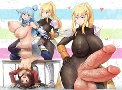 1futa 2girls about_to_cum ahe_gao alternate_breast_size aqua_(konosuba) areolae big_breasts big_dom_small_sub bilateral_penetration boots breasts cleavage darkness_(konosuba) diphallia diphallism erection female femsub futa_on_female futadom futanari group_sex hairless_balls heel_boots high_heel_boots huge_breasts hyper_penis intersex kono_subarashii_sekai_ni_shukufuku_wo! large_breasts larger_futanari looking_pleasured megumin multi_penis nipples penis penis_longer_than_knee pleasure_face see-through_clothing sex_from_behind sinensian size_difference smaller_female stomach_bulge thigh_boots thighhigh_boots threesome throbbing_penis uncensored veins veiny_penis veiny_testicles