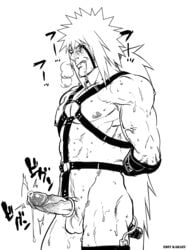 1boy abs bara big_balls big_biceps big_muscles big_penis bodybuilder bondage daddy edit fox_ears huge_cock jiraiya karazumaster male male_only muscle muscular muscular_male naruto old_man onsen penis solo steam sweat third-party_edit yaoi