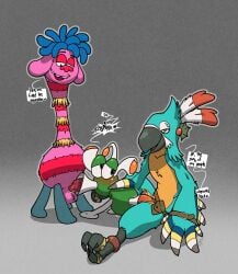 2026 argon_vile avian balls breath_of_the_wild crossover dialogue dreamworks dreamworks_animation english_text erection fellatio genitals group group_sex hi_res iz_(toy) kass_(zelda) long_neck machine male male/male nintendo non-human non-human_only oral penile penis prince_darnell rito robot sex size_difference spitroast text the_legend_of_zelda threesome toony trio troll_(disambiguation) trolls trolls_world_tour universal_pictures universal_studios