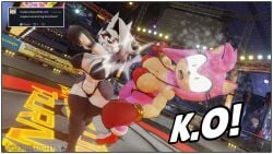 2girls 3d 3d_(artwork) amy_rose anthro big_breasts bikini boxing boxing_gloves boxing_ring breasts catfight chalkfights cleavage crossover defeated defeated_female female_focus female_only fight fighting fighting_ring furry helluva_boss huge_breasts k.o. knocked_out large_breasts loona_(helluva_boss) punch punching ryona sonic_(series) sonic_the_hedgehog_(series) thick thick_thighs thighs wide_hips