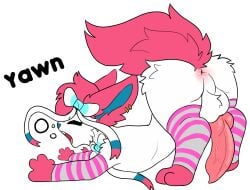 animal_genitalia animal_penis anus balls bent_over big_balls big_butt big_penis blush bodily_fluids butt canine_genitalia canine_penis clothed clothing crossdressing crossdressing_(mtf) crossdressing_male eeveelution erection eyes_closed femboy feral fur gay gay_anal generation_6_pokemon genital_fluids genitals hair hi_res homosexual homosexual_male huge_balls huge_butt huge_hips huge_penis hyper hyper_balls hyper_genitalia hyper_penis knot legwear male male_focus male_only male_penetrated mammal morning_wood nintendo nude open_mouth penis pent_up pokemon pokemon_(species) presenting presenting_anus presenting_balls presenting_hindquarters presenting_penis smoothie_(sylveon) sodaduv solo spreading stockings sylveon tail teeth thick_thighs tongue vein veiny_knot veiny_penis white_body wide_hips yawn