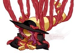 1girls ass bottomless breasts_out covered_breasts feet female female_only forsaken_(roblox) hat jane_doe_(roblox) partially_clothed pink_hair pochemywww roblox roblox_game robloxian self_upload shadow_over_eyes solo sweaty sweaty_body tagme tentacle tentacle_in_ass tentacle_in_pussy tentacle_sex tentacles thighs watermark