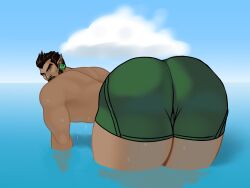 horkrugley marvel marvel_rivals namor_(marvel_rivals) namor gay solo solo_focus solo_male back_view back sea ass ass_focus butt butt_focus booty booty_focus