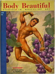 george_quaintance year_request original 1boy solo gay muscular male male_only traditional_media grapes