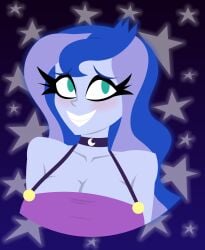 egor418 my_little_pony equestria_girls vice_principal_luna 1girls female female_only solo clothing clothed fully_clothed clothed_female fully_clothed_female dress strap_dress choker breasts big_breasts breast_focus breasts_focus upper_body upper_body_focus upper upper_body_only light_skin light-skinned_female blue_body blue_skin blue-skinned_female blue_hair blue_hair_female blue-haired_female purple_hair purple_hair_female purple-haired_female multicolored_hair blush blushing blushing_female blushing_profusely blushed_face blush_face eyebrows blue_eyebrows star star_(symbol) starry_sky stars star_(sky) stars_around_head starry_background 2d 2d_(artwork) 2d_artwork digital_media_(artwork) textless textless_version alternate_version_available alternate_version 2026