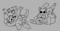 2boys anal_insertion anal_penetration chimeracocks dandy's_world dandy_(dandy's_world) dialogue fat_balls flower laying_on_stomach male_penetrated nonconsensual ovipositor pinned_down plant_humanoid shrimp shrimpo_(dandy's_world) size_difference