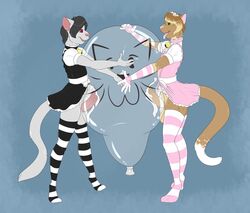 balloon balloon_fetish blue_background clothing cookie_(cookiekitty) cum duo erection feline feline girly maid_uniform male mammal nitsuj penis simple_background uniform xchiseaxmargaritax