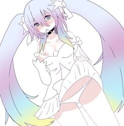 ellie_(lunime) fairy gacha_resort gacha_world nipples novirsa rainbow_eyes rainbow_hair sketch skirt_lift twintails undressing