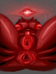absurd_res big_breasts big_butt breasts butt female hi_res huge_butt hyper hyper_butt mega_slime monster red_body red_skin solo