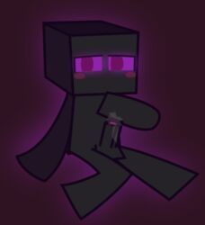 balls blush bodily_fluids cum enderman genital_fluids genitals humanoid male_only minecraft penis purple_eyes solo sunofureiku unusual_genitalia unusual_penis video_games