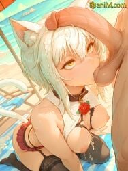 ai_generated frytime 2026 anime fansly highres big_penis pubic_hair oral_sex penis large_penis blush erection cock veiny_penis veins oral fellatio average_breasts breasts thighhighs erect_nipples kneeling bj bust boobs tail 1girl cum chest medium_breasts nipples dick submissive hard_nipples male_pubic_hair tits blowjob koneko_toujou high_school_dxd