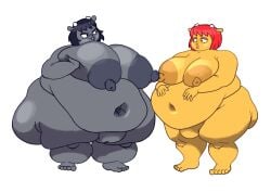 2girls anthro areolae ass belly black_fur breast_envy breasts brown_hair fat female female_focus female_only fupa furry hips hyper hyper_ass hyper_breasts lamb lammy_lamb large_ass large_breasts lips nipples nipples_touching nude nude_female obese obese_female orange_fur overweight overweight_female parappa_the_rapper playstation pressing_breasts_together rammy_lamb red_hair scrimblobimbloscrunkly sheep stomach thick_thighs thighs um_jammer_lammy weight_gain wide_hips