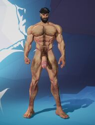 game_mod nude_mod marvel marvel_rivals reed_richards_(marvel_rivals) mr_fantastic_(marvel_rivals) hairy_male male_focus hairy_ass solo gay shuajo25 showing_off completely_nude ass big_penis