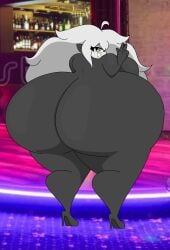 big_ass big_breasts chubby_female friday_night_funkin girlfriend_(friday_night_funkin) peace_sign rojo84 rojo_parasito the_trollge_files trollge_gf_(fnf) white_hair yellow_eyes