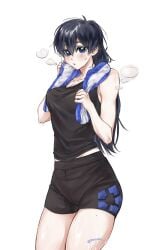 1girl big_breasts black_hair blue_hair blue_lock blushing blushing_female breasts curvy_body curvy_female curvy_figure curvy_hips cute cute_expression cute_face cute_female cute_girl female female_only genderbend genderswap isagi_yoichi long_hair mole mole_on_thigh rule_63 sexy_body sexy_female small_waist smaller_female unknown_artist wide_hips wide_thighs