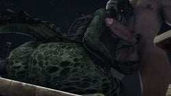 1boy 1girls 3d 3d_(artwork) argonian big_ass big_breasts big_penis deeja huge_ass large_ass large_penis nude rayhuma skyrim undertagged
