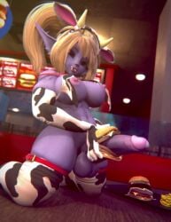 1futa 3d 3d_animation animated areolae arm_warmers armwear balls bell belly big_arch big_areola big_breasts big_penis bikini bikini_top black_hair burger burger_fucking cow_ears cow_print cow_print_bikini cum cum_on_food customer_service elf elf_ears emo exposure fast_food fast_food_employee food food_fetish food_fucking food_on_body food_on_penis food_penetration food_play futa_focus futanari hamburger hips humanoid humanoid_penis improvised_sex_toy indoors kneeling league_of_legends long_ears looking_at_viewer loop masturbation mp4 muscular nipple_slip on_table opennsfwsp penis penis_burger poppy poppy_(league_of_legends) precum presenting public public_indecency purple_body purple_skin restaurant self_upload short shortstack solo solo_focus solo_futa sound standing table tagme thighhighs thighs user6171bla vertical_video video working