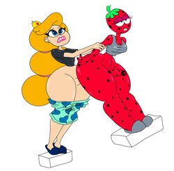 2futas blonde_hair blue_eyes bottomless cartoon_network cross-eyed crossover drupe futa_on_futa futa_only futanari intersex interspecies itssparkdragonworld light-skinned_futanari lipstick ok_k.o.!_let's_be_heroes pants_down pink_lipstick powerpuff_girls powerpuff_girls_2016 princess princess_bluebelle red_body topwear_only white_background