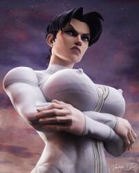 1female 1girl 3d 3d_(artwork) angry angry_expression angry_face anissa arms_crossed arms_crossed_under_breasts big_breasts big_nipples black_hair blue_eyes breasts clouds erect_nipples female female_only floating floating_in_air hard_nipples invincible invincible_(tv_series) invincible_vs large_breasts looking_at_viewer nipple_bulge nipples novac3d perky_nipples sky stars strong_female tagme tight_clothing tight_suit top_heavy viltrumite viltrumite_uniform