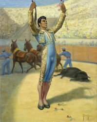 1952 dated george_quaintance bulge tight_clothing bullfighter original traditional_media male male_only gay
