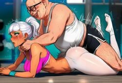 1girls ai ai_assisted ai_generated brat crop_top gym gym_bottomwear gym_clothes gym_topwear league_of_legends leggings panties pink_panties ponytail prussia123 qiyana_yunalai short_hair sleeveless tan_body tan_skin tight tight_clothing white_hair white_leggings 1boy ugly_bastard ugly_man fat_male rape tears crying ripped_clothing ripped_leggings prone_bone sex vaginal_sex vaginal_penetration laying_on_stomach strangling ryona