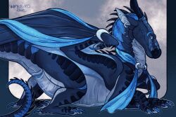 2026 abstract_background animal_genitalia black_body black_scales blue_eyes bodily_fluids claws cloaca cloaca_juice dragon ear_piercing ear_ring european_mythology female female_only feral finger_claws genital_fluids genitals hi_res horn long_neck long_tail membrane_(anatomy) membranous_wings moonglow mythological_creature mythological_scalie mythology nightwing_(wof) piercing quadruped ring_piercing scales scalie shaded signature smile snout solo tail thick_tail toe_claws vantabats western_dragon wing_claws wings wings_of_fire