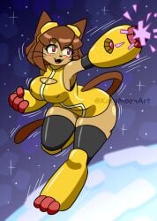 1girls 2026 animal_ears animal_tail anthro bare_shoulders big_ass big_breasts big_thighs black_gloves black_tights boob_window breasts brown_body brown_fur busty cat cat_ears cat_girl cat_humanoid cat_tail catgirl clothed clothing cute cute_face dynamic_pose fangs female full_body fully_clothed furry furry_only gameoverse glitch_productions gloves goggles goggles_on_head katymoonart kit_(gameoverse) kit_bodega nipple_bulge nipples not_porn open_mouth pink_eyes sharp_teeth shiny_skin short_hair smile smiling space space_background stars stockings tail thick_thighs thighs tight_clothing whiskers yellow_clothing yellow_dress