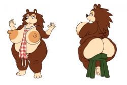 1girls animal_crossing anthro apron apron_only areolae ass belly bottomless bottomless_female breasts brown_fur brown_hair eulipotyphlan fat female female_focus female_only freckles freckles_on_ass freckles_on_chest freckles_on_face furry hedgehog hedgehog_humanoid hips hyper hyper_breasts large_ass large_breasts lips looking_back nintendo nipples nude nude_female overweight overweight_female sable_able scrimblobimbloscrunkly stomach stool tan_fur thick_thighs thighs wardrobe_malfunction weight_gain wide_hips