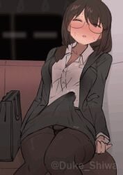 1futa animated animated_gif black_panties black_pantyhose blush breasts briefcase brown_hair bulge cleavage closed_eyes cum cum_in_clothes cum_on_body cum_on_clothes cum_on_legs cum_on_legwear cum_on_stomach cum_through_clothes duke_shiwa ejaculation ejaculation_under_clothes erection erection_under_clothes excessive_cum formal_clothes futanari glasses handsfree_ejaculation jacket long_hair office_lady orgasm original panties panties_under_pantyhose pantyhose pencil_skirt penis_in_pantyhose penis_under_pantyhose precum precum_through_clothes shirt shiwa_kou sitting skirt sleeping solo suit suit_jacket surprised sweat tagme train_interior unbuttoned_jacket underwear wet_dream white_shirt