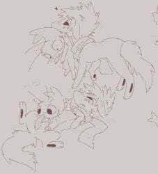 cat catboy dandy's_world feral feral_on_feral feralized furry held lynxfurr on_bed picking_up roblox scarf sexually_ignorant shrimpo_(dandy's_world) sketch sketch_page sprout_(dandy's_world)