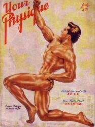 1947 1boy ass bodybuilder flexing george_quaintance magazine_cover male male_only muscular no_visible_genitalia physique_(magazine) real_person solo traditional_media