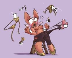 1girls assisted_exposure brapplesauce breasts female female_only nude rouge_the_bat sonic_(series) tagme torn_clothes