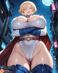 1girls absurdres ai_generated aroused big_breasts blonde blonde-haired_female blonde_female blonde_hair blonde_hair_female blue_eyes breasts busty cape cleavage cleavage_cutout collarbone costume curvaceous curvaceous_female curvaceous_figure curvy curvy_female curvy_figure dc dc_comics dialogue elbow_gloves female gloves hi_res highres horny horny_female hourglass_figure huge_breasts large_breasts leotard mature mature_female mature_woman milf power_girl razorthreat red_cape stable_diffusion superhero superhero_costume superheroine superman_(series) text thigh_boots voluptuous voluptuous_female waist