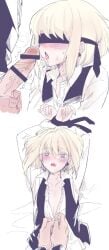 2boys after_oral androgynous bite_mark blindfold blindfolded blonde_hair blush blushing_at_viewer bondage clothing cum cum_on_face embarrassed femboy feminine_male galo_thymos gay gay_sex heart-shaped_pupils lio_fotia looking_at_viewer opening_shirt petite petite_body petite_male pov promare restrained saliva slim slim_male slim_waist tied_up twink yaoi 1femboy bdsm unbuttoned_shirt tied_hair bob_cut short_hair cumming