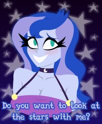 egor418 my_little_pony equestria_girls vice_principal_luna 1girls female female_only solo clothing clothed fully_clothed clothed_female fully_clothed_female dress strap_dress choker breasts big_breasts breast_focus breasts_focus upper_body upper_body_focus upper upper_body_only light_skin light-skinned_female blue_body blue_skin blue-skinned_female blue_hair blue_hair_female blue-haired_female purple_hair purple_hair_female purple-haired_female multicolored_hair blush blushing blushing_female blushing_profusely blushed_face blush_face eyebrows blue_eyebrows star star_(symbol) starry_sky stars star_(sky) stars_around_head starry_background text english_text english dialogue english_dialogue alternate_version_available 2026