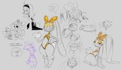 anthro big_ass blowjob bunny bunny_girl duck fellatio female furry furry_female gold_eyeshadow goldie_(momokattlewds) huge_ass living_doll momokattlewds muppet oral oral_sex puppet silly silly_face sketch thick_thighs