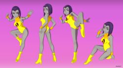 3d ankle_boots ass bodysuit boots breasts cleavage dc dc_comics female female_only high_heel_boots lady_legasus rachel_roth raven_(dc) skuddbutt solo spread_legs teen_titans teen_titans_go