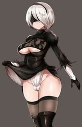 1futa android ass balls balls_in_panties breasts bulge cameltail cleavage curvy erection erection_under_clothes erection_under_skirt futa_only futanari horny intersex large_ass large_breasts nier nier:_automata panties panty_bulge penis penis_in_panties penis_under_clothes penis_under_skirt skirt skirt_lift solo solo_futa stockings ubanis white_hair yorha_2b