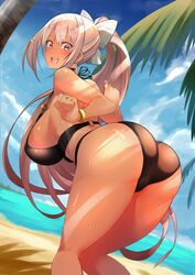 ass big_breasts bikini boobs_and_butt_pose breasts cleavage female female_only higuchi_kaede large_breasts looking_at_viewer looking_back nijisanji nuezou solo virtual_youtuber