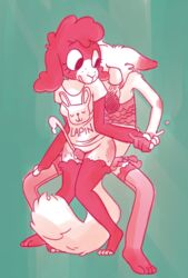 anthro bottomless canine caprine clothed clothing crossdressing cum duo ejaculation female fox hand_holding male mammal passionatefloorromance penis sex sheep thigh_sex thighhigh_socks underwear