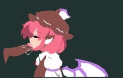 1boy 1girls 2d 2d_animation animal_ears animated bird_wings brown_hat closed_eyes dark-skinned_male fellatio female hat imperishable_night male mystia_lorelei oral penis pink_hair pixel_animation pixel_art puffy_sleeves saliva short_hair straight takorin touhou wings