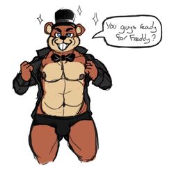 abs anthro bear bulge dusty-pixels english_text five_nights_at_freddy's freddy_(fnaf) male male_only mammal nipples pecs solo underwear