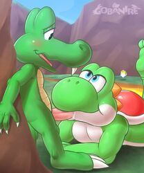 ambiguous_gender anthro croc dragon duo fellatio gobanire male male_only mario_(series) nintendo oral penile sex video_games yoshi