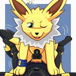 2boys anal anal_sex anus arkoh arkoh_umbreon ass blush cum duo eeveelution feral furry gay interspecies jetta_the_jolteon jolteon knot male male_only male_penetrated male_penetrating nintendo on_top original_character paws penetration penis pokémon_(species) pokemon pokemon_(species) precum riding sex testicles text umbreon video_games watermark yaoi